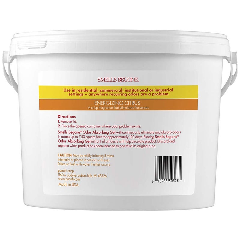 SMELLS BEGONE 1-Gallon Gel Odor Eliminator â€“ High-Capacity, Long-Lasting Absorber for Large Basements, Garages, Workshops & Commercial Areas â€“ Remove Tough Odor with Essential Oils (Energizing Citrus) - Image 3